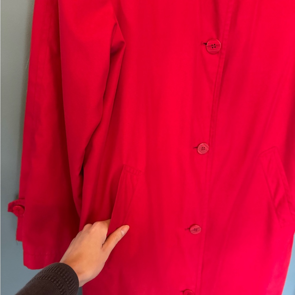 Kristen Blake long duster red trench Coat raincoat jacket sz 10 / medium - Picture 8 of 10